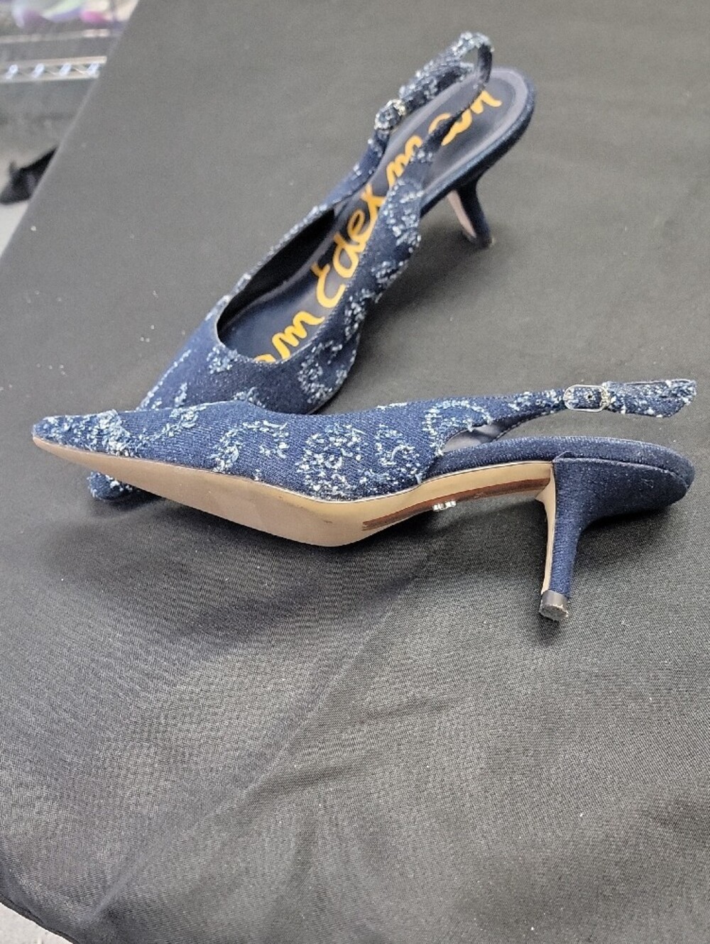 Sam Edelman Navy Beaded Pointed Slingback Flats - Picture 5 of 5